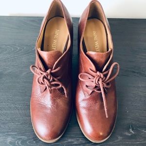 Nine West Brown Leather Oxford Heels